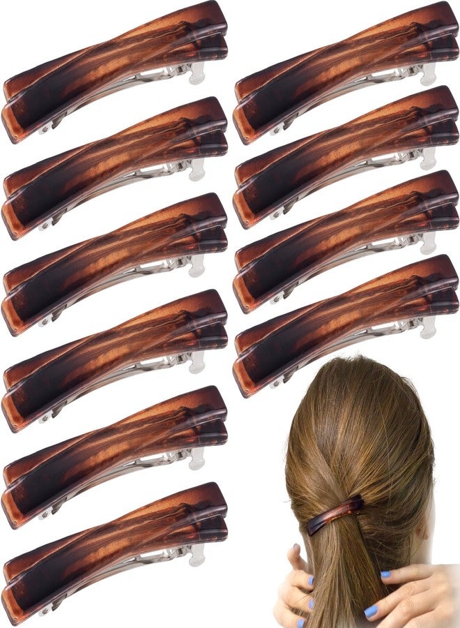 STSTR 10PCS French Barrette Hair Clips for Women, 2.56 Inch Small Tortoise Shell Hair Clip, Curved Glossy Thin Hair Flat Hair Accessories for Women - Amber, Crossed Style - Image 1